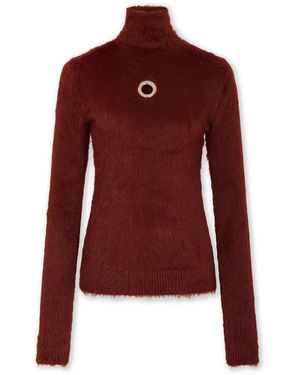 Rabanne Truien & Vesten ,Bruin ,Turtleneck Top Met Lange Mouwen - Rood