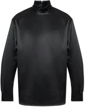 Dolce & Gabbana Seidentop Mit Stehkragen - Schwarz