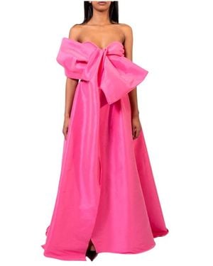 Doris S Fuchsia Langes Kleid Mit Seitenschlitz - Pink