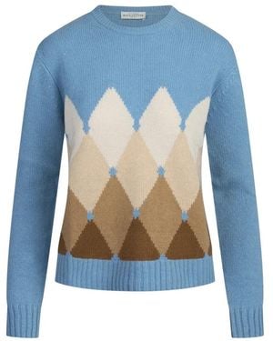 Ballantyne Argyle Kasjmier Trui Met Ronde Hals - Blauw