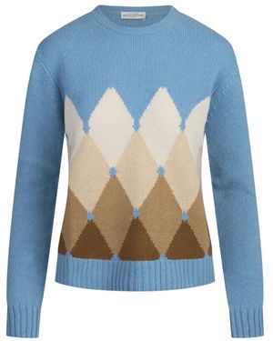 Ballantyne Argyle Kasjmier Trui Met Ronde Hals - Blauw