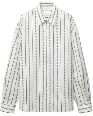 Versace Locker Jacquard-Hemd Aus Baumwoll-Seide - Weiß