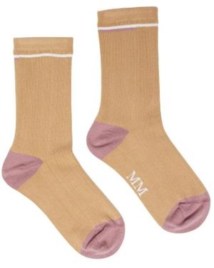Max Mara Ribgebreide Katoenen Kalfsokken - Naturel