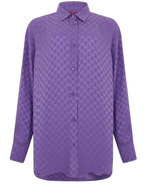 Gucci Overhemden ,Paars ,Silk Monogram Shirt
