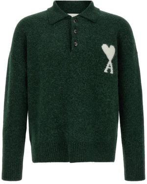 Ami Paris Round-Neck Knitwear - Verde