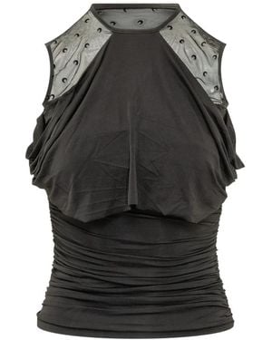 Marine Serre Crepe Jersey Sl Top - Zwart