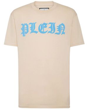 Philipp Plein T-Shirt Ronde Hals Gothic Plein - Naturel