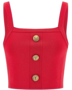 Balmain Sleeveless Tops - Red