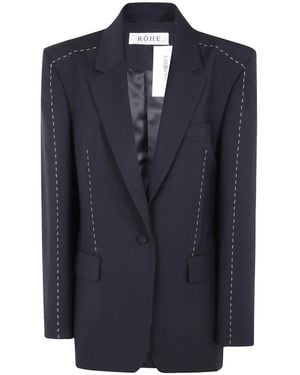 Rohe Jassen ,Zwart ,Wol Blazer Met Contrasterende Stiksels - Blauw