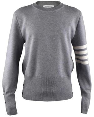 Thom Browne Wollpullover Mit 4 Streifen - Grau