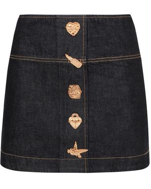 Zimmermann Rokken ,Blauw ,Denim Metallic Detail Denim Mini Rok - Zwart