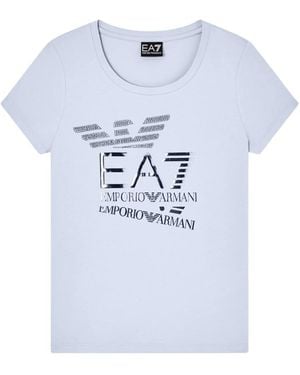 EA7 Tops ,Blauw ,Katoen Slim Fit T-Shirt