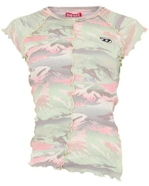 DIESEL Kort T-Shirt Met Logo - Grijs