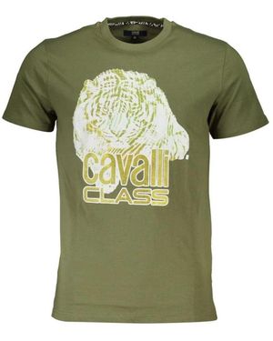 Roberto Cavalli Tops ,Groen ,Katoen Militair Groene Tiger Head Tee
