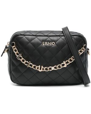 Liu Jo Schwarze leder schultertasche mit kettenverzierung