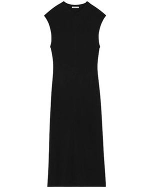 Ami Paris Kleedjes ,Zwart ,Leer Midi Jurk