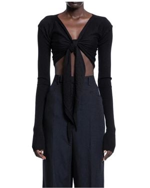 Rick Owens Crop Wrap Cardigan - Zwart
