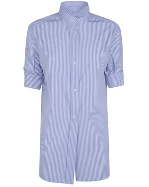 Maison Margiela Shirt Met Drukknoopsluiting En Korte Mouwen - Blauw