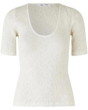 Samsøe & Samsøe Geripptes Baumwoll-T-Shirt - Weiß