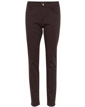 Cream Slim-Fit Trousers - Brown