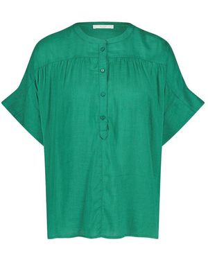 By-Bar Dobby Bluse Kurzarm - Grün
