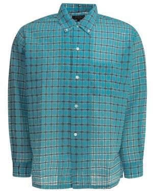 Beams Plus Open Bd Nylon Airy Plaid Shirt - Blau