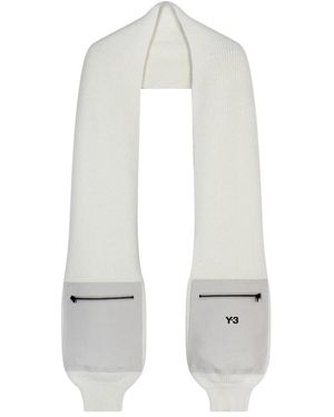 Y-3 Accessoires ,Wit ,Wol Wollen Sjaal Met Aangehechte Mouwen