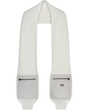 Y-3 Accessoires ,Wit ,Wol Wollen Sjaal Met Aangehechte Mouwen