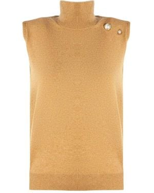 Alberta Ferretti Parelmoer-Versierd Coltrui Vest - Naturel