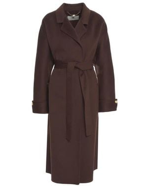 Elisabetta Franchi Mantel Aus Doppeltem Wollgemisch - Braun