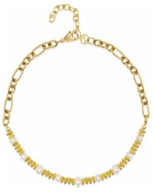 Nialaya Chain Choker With Pearls - Metallic