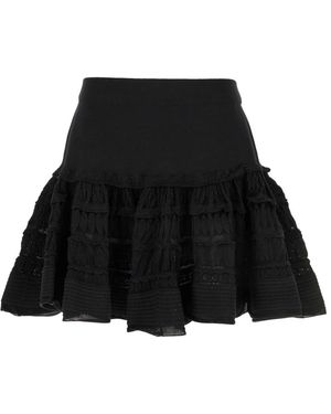 Alaïa Rokken ,Zwart ,Wol Minirok Met Ruches