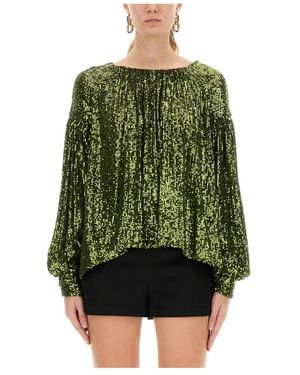 Rabanne Overhemden ,Groen ,Polyester Sequin Blouse