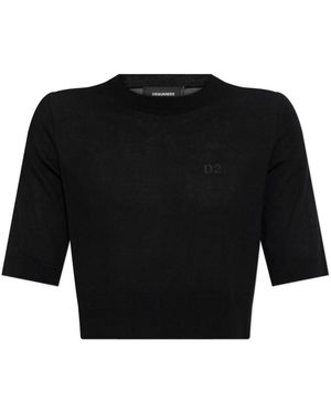 DSquared² Wolltop Mit Logo - Schwarz
