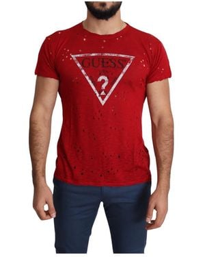 Guess T-shirt in cotone stretch rosso