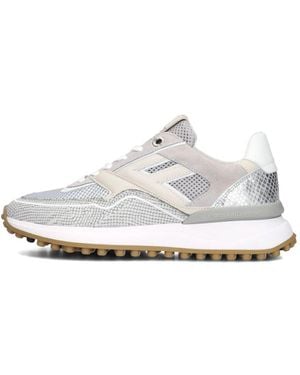 Floris Van Bommel Graue Low-Top-Sneakers Mit Leder- Und Wildleder-Overlays - Weiß