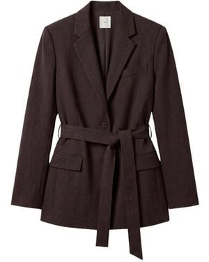 Calvin Klein Gekamde Wollen Blazer Met Ceintuur - Bruin