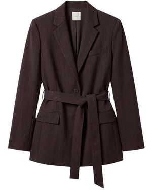 Calvin Klein Gekamde Wollen Blazer Met Ceintuur - Bruin