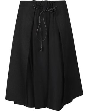 Moncler Wol En Gabardine Midi Rok - Zwart