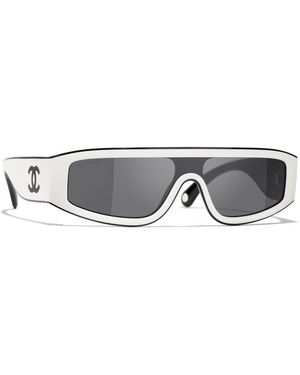 CHANEL Accessoires ,Wit ,Shield Zonnebril - Grijs
