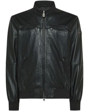 Peuterey Schwarze lederjacke sands modell