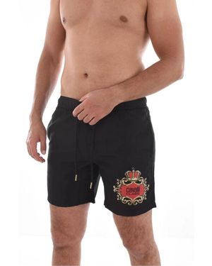 Roberto Cavalli Badmode ,Zwart ,Polyester Logo Print Zwembroek