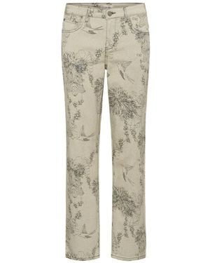 Cream Straight Jeans - Gris