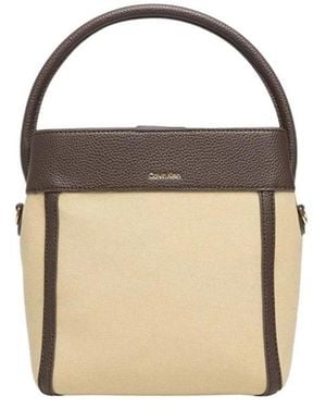 Calvin Klein Canvas Bucket Bag Mit Tragegurt - Natur