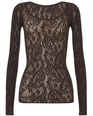 Wolford Tops ,Bruin ,Wol Top Met Grafische Rozenprint En Ronde Hals