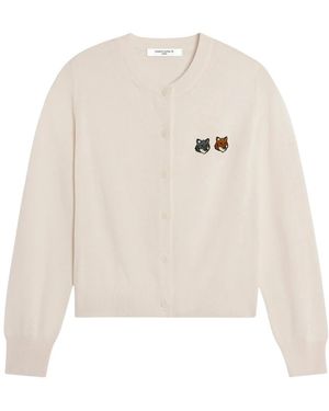 Maison Kitsuné Double Fox Head Regular Cardigan - Wit