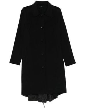 High Oversized Wollmischung Mantel Mit Kordelzugsaum - Schwarz