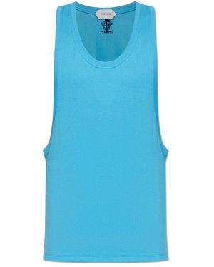 Versace Tops ,Blauw ,Katoen Cotton-Jersey Tanktop
