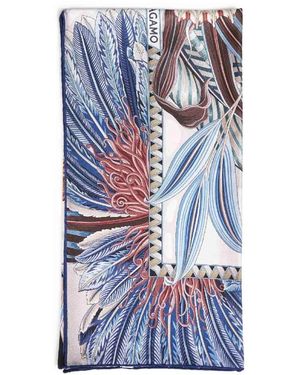 Ferragamo Accessoires ,Veelkleurig ,Giada Fly Zijde Sjaal - Blauw
