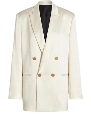 Alberta Ferretti Dubbele-Breasted Satijnen Blazer - Wit